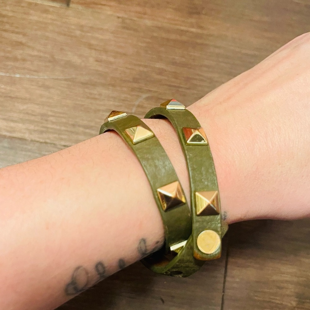 Leather Gold Studded Wrap Bracelet